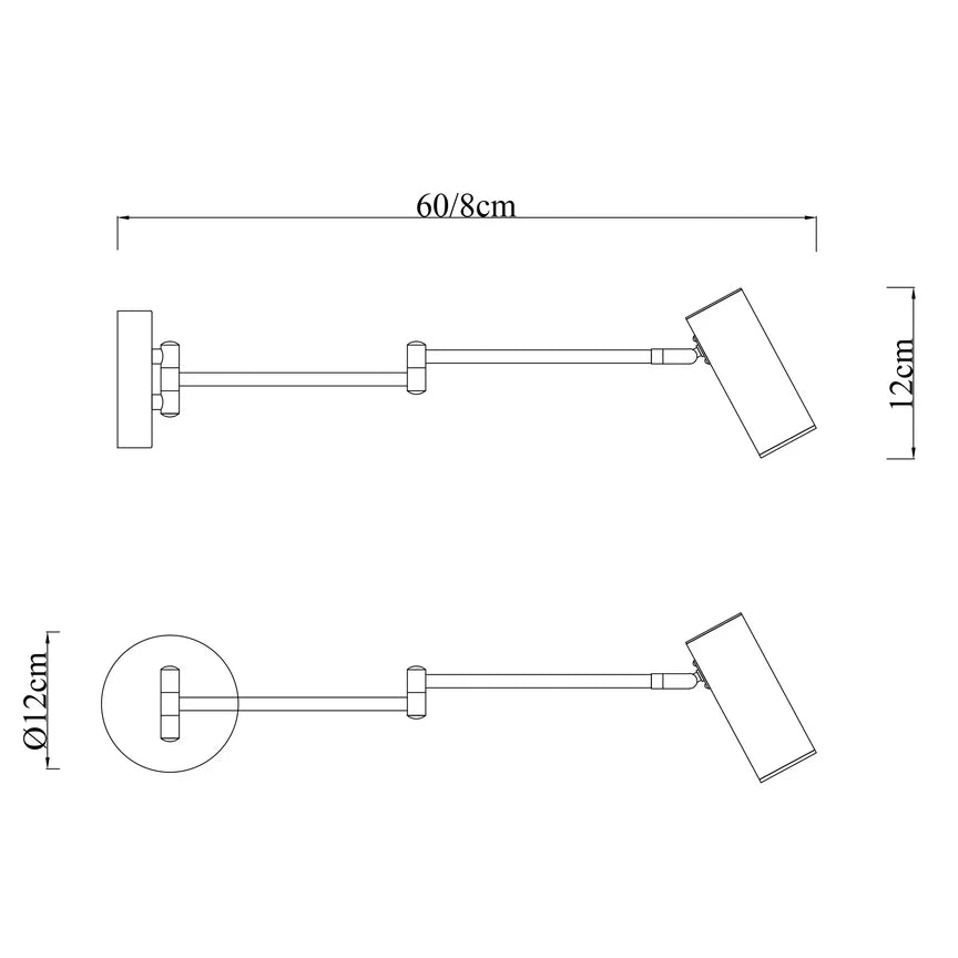 Beatrice Swing Arm Wall Lamp With Charging Ports Black