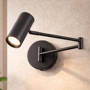 Beatrice Swing Arm Wall Lamp With Charging Ports Black