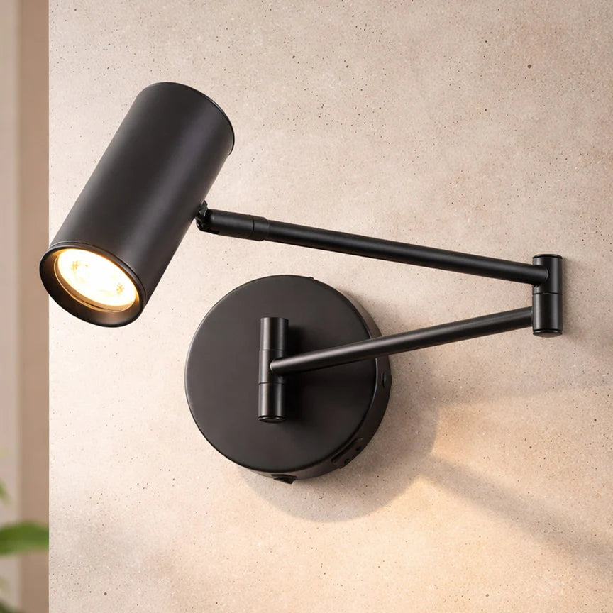 Beatrice Swing Arm Wall Lamp With Charging Ports Black