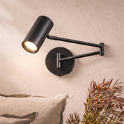 Beatrice Swing Arm Wall Lamp With Charging Ports Black