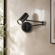 Beatrice Swing Arm Wall Lamp With Charging Ports Black