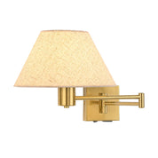 Elspet Swing Arm Wall Lamp With Charging Ports Brass & Linen