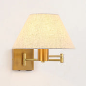 Elspet Swing Arm Wall Lamp With Charging Ports Brass & Linen