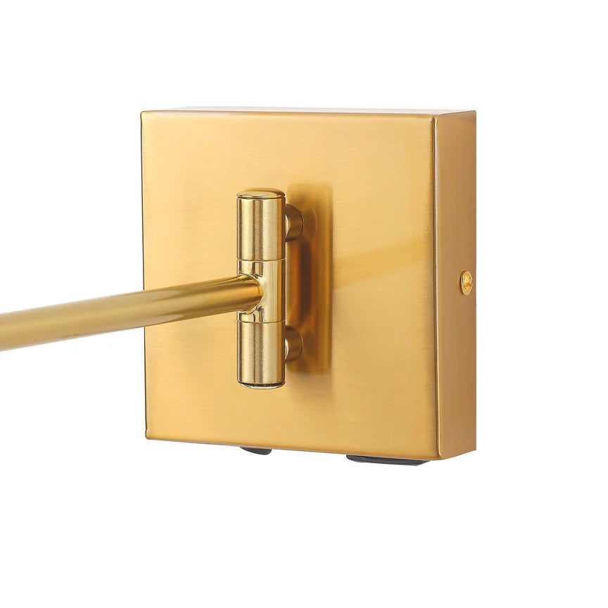Elspet Swing Arm Wall Lamp With Charging Ports Brass & Linen