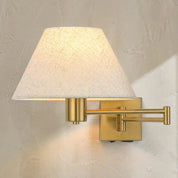 Elspet Swing Arm Wall Lamp With Charging Ports Brass & Linen