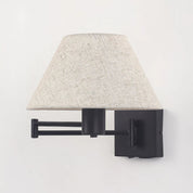 Elspet Swing Arm Wall Lamp With Charging Ports Matte Black & Linen