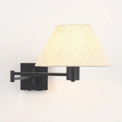 Elspet Swing Arm Wall Lamp With Charging Ports Matte Black & Linen