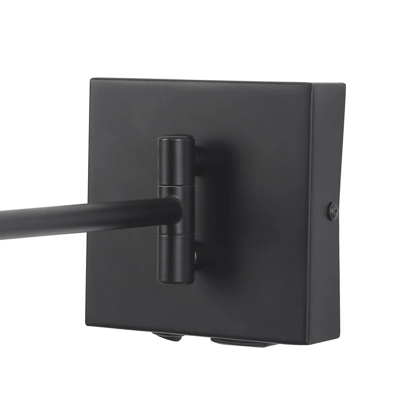 Elspet Swing Arm Wall Lamp With Charging Ports Matte Black & Linen