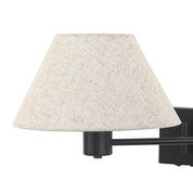 Elspet Swing Arm Wall Lamp With Charging Ports Matte Black & Linen