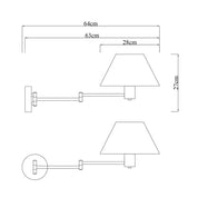 Elspet Swing Arm Wall Lamp With Charging Ports Matte Black & Linen