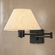 Elspet Swing Arm Wall Lamp With Charging Ports Matte Black & Linen