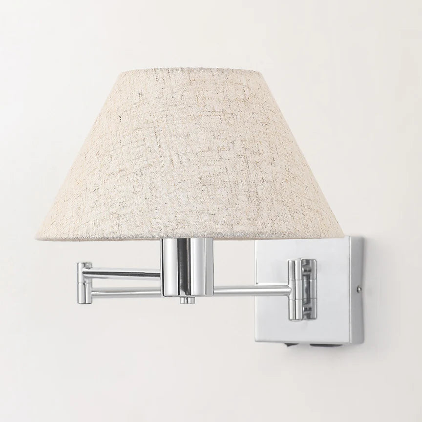 Elspet Swing Arm Wall Lamp With Charging Ports Chrome & Linen