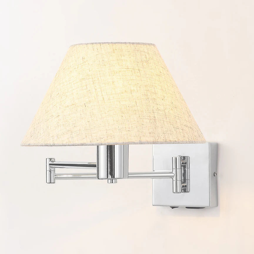 Elspet Swing Arm Wall Lamp With Charging Ports Chrome & Linen