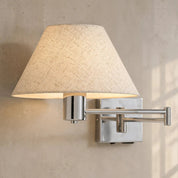 Elspet Swing Arm Wall Lamp With Charging Ports Chrome & Linen