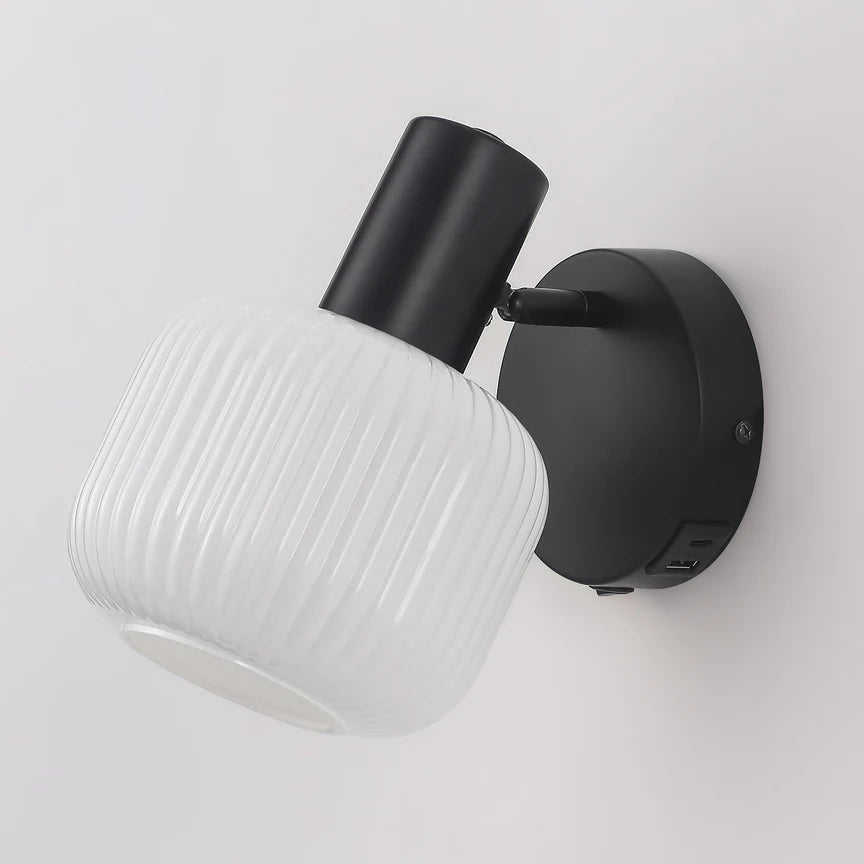 Freja Reading Wall Lamp With Charging Ports Matte Black & White