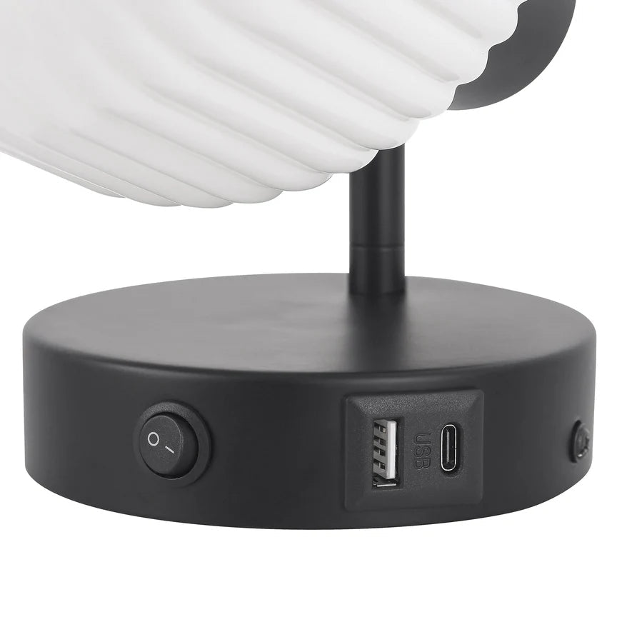 Freja Reading Wall Lamp With Charging Ports Matte Black & White