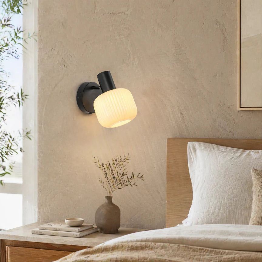 Freja Reading Wall Lamp With Charging Ports Matte Black & White