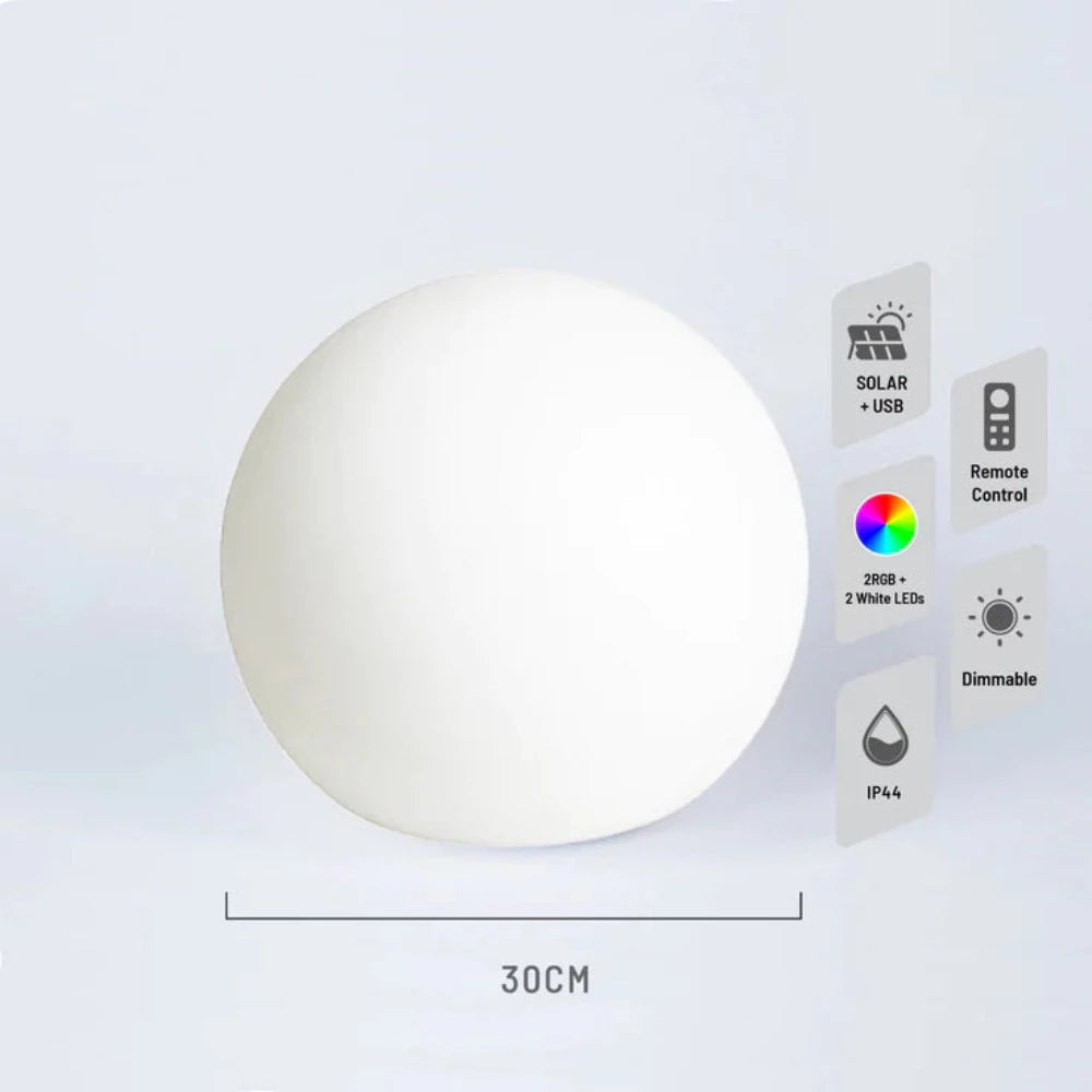 LED Mood Outdoor Portable Ball Light With Sensor White Plastic Battery RGB