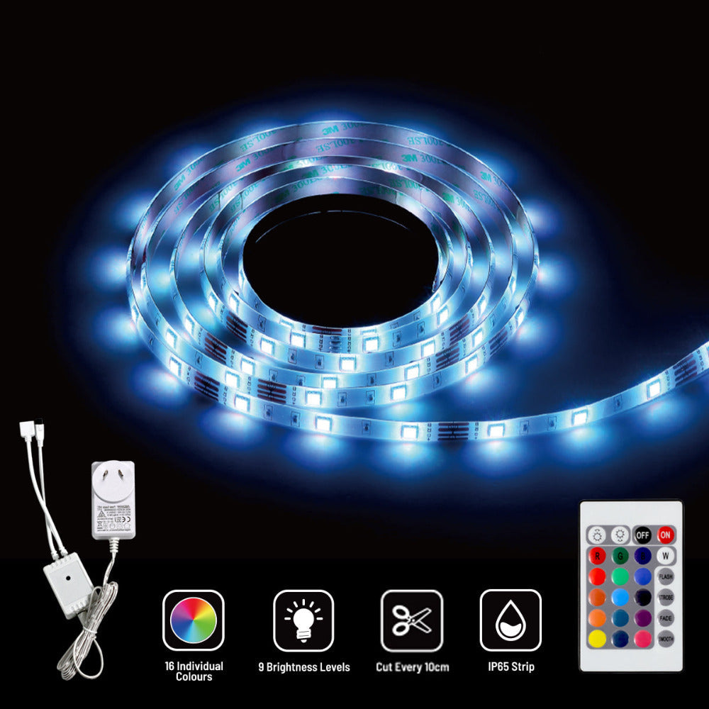 LED Strip Light 5M Kit IP65 White Plastic RGBW