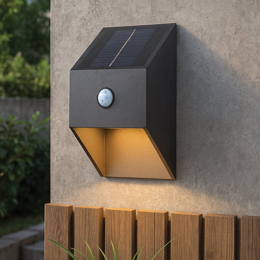 Velto Solar LED Exterior Wall Light With PIR Sensor 2W 300K Black