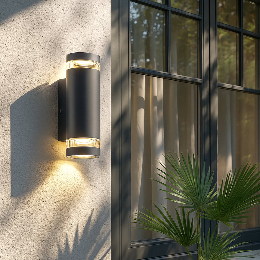 Mira LED Up & Down Wall Light 6W Tri Colour Black