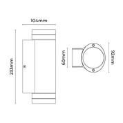 Mira LED Up & Down Wall Light 6W Tri Colour Black