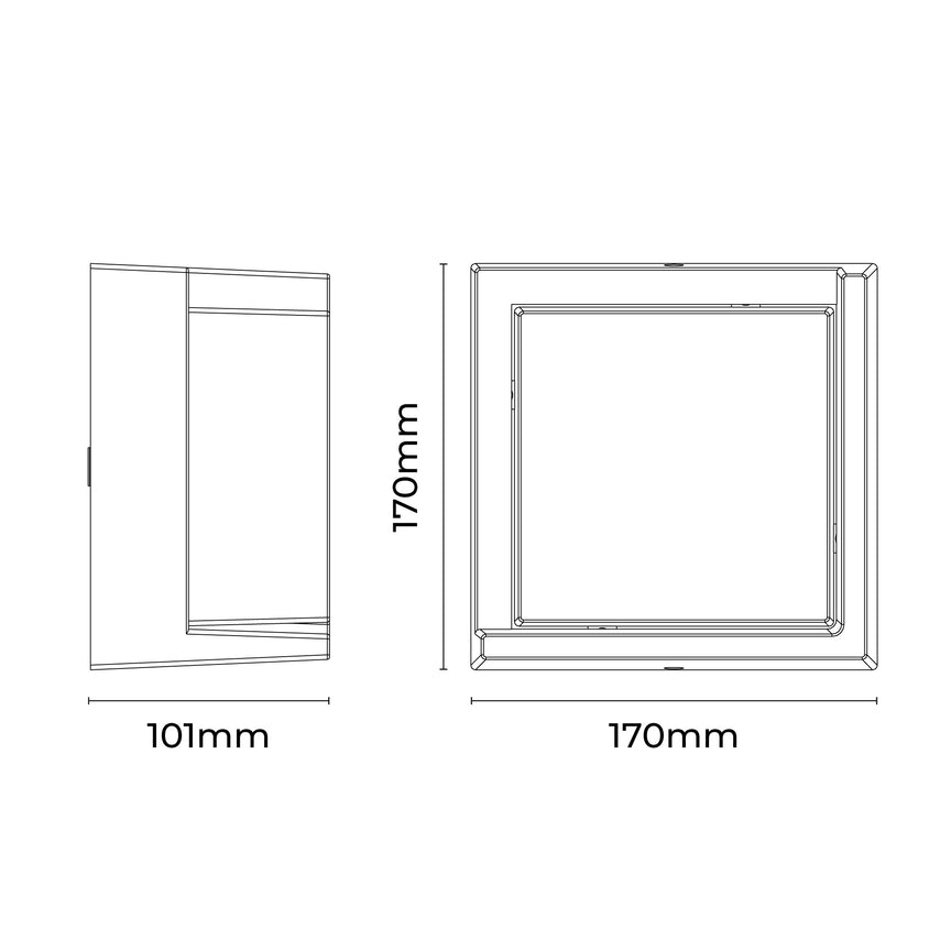 Tivor Square LED Wall Light 10W TRI Colour Black