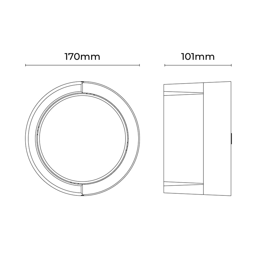 Aven Round LED Wall Light 10W TRI Colour Black