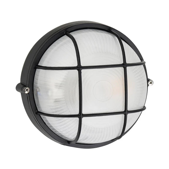 Duro Round Caged Outdoor Bunker Light Black