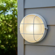 Duro Round Caged Outdoor Bunker Light White