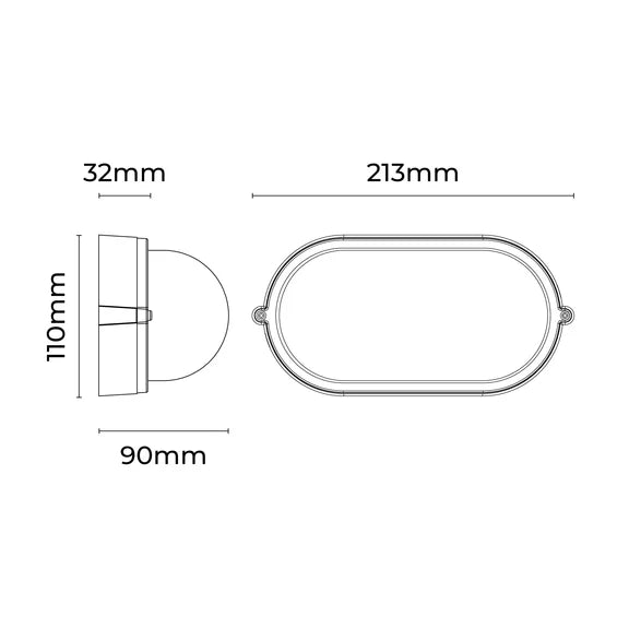 Ezra Oval Outdoor Bunker Light Black