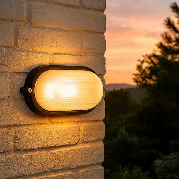 Ezra Oval Outdoor Bunker Light Black