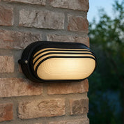 Virell Oval Louvered Outdoor Bunker Light Black