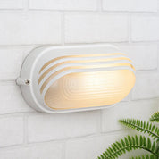 Virell Oval Louvered Outdoor Bunker Light White
