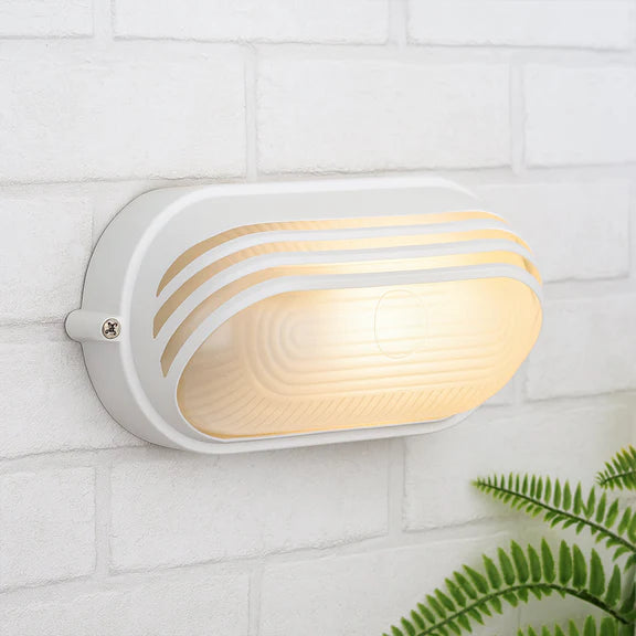 Virell Oval Louvered Outdoor Bunker Light White