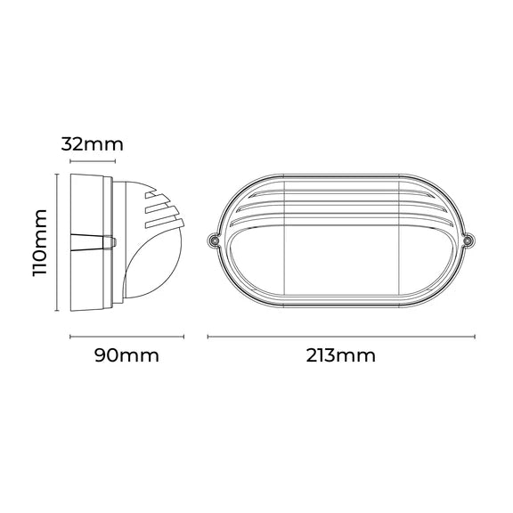 Virell Oval Louvered Outdoor Bunker Light White