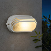 Virell Oval Louvered Outdoor Bunker Light White