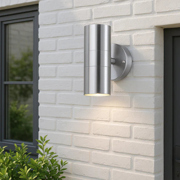 Zyven Up & Down Outdoor Wall Light Polished Silver