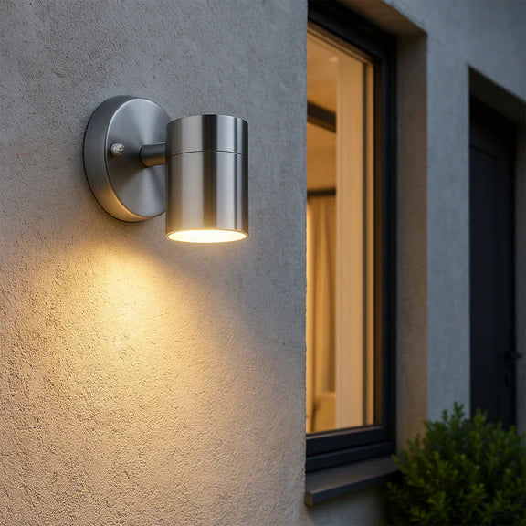Zyven Fixed Single Outdoor Wall Light Polished Silver
