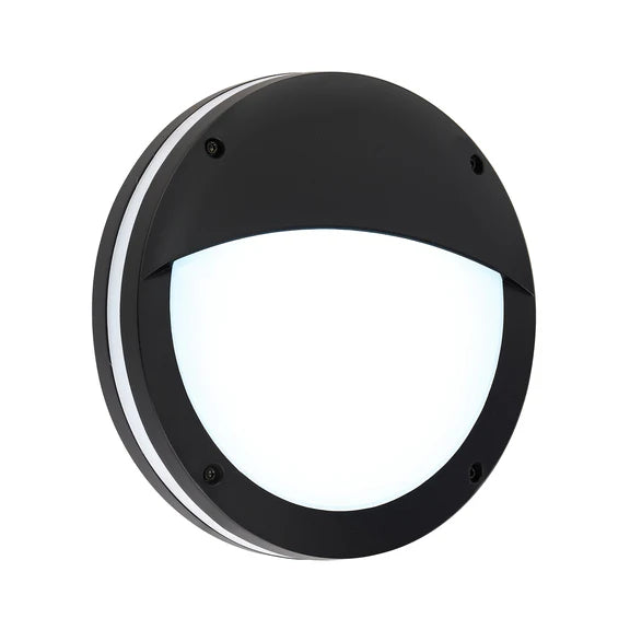 Omira Large LED Outdoor Bunker Light With Eyelid 12W TRI Color Black