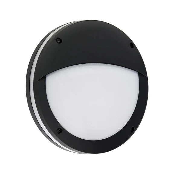 Omira Large LED Outdoor Bunker Light With Eyelid 12W TRI Color Black