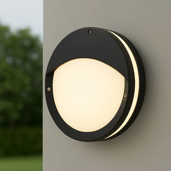 Omira Small LED Outdoor Bunker Light With Eyelid 8W TRI Color Black