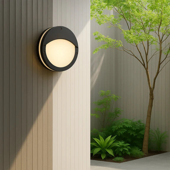 Omira Small LED Outdoor Bunker Light With Eyelid 8W TRI Color Black