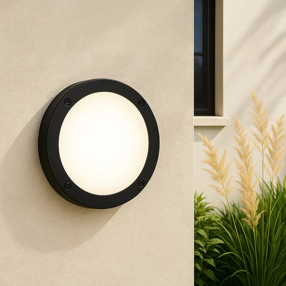Omira Large LED Outdoor Bunker Light 12W TRI Color Black