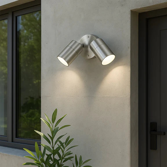 Zyven Double Adjustable Outdoor Wall Light Polished Silver