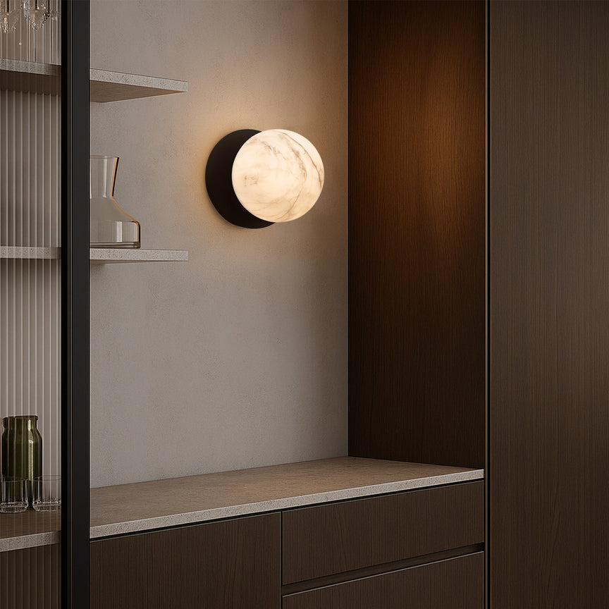 Odessa Small LED Wall Light 8.5W 3000K Marble Opal & Matt Black