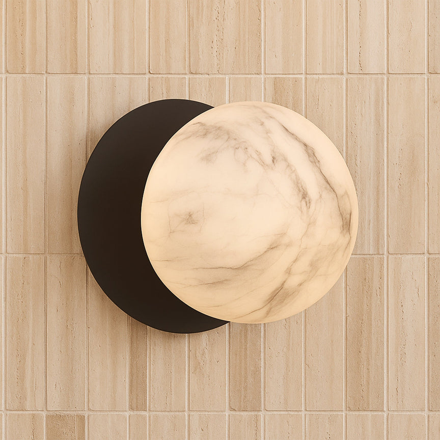 Odessa Small LED Wall Light 8.5W 3000K Marble Opal & Matt Black