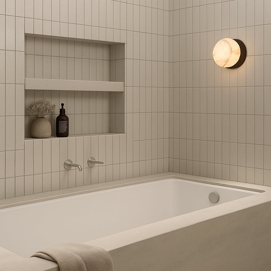 Odessa Small LED Wall Light 8.5W 3000K Marble Opal & Matt Black