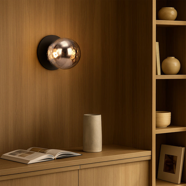 Odessa Small Molten Ripple LED Wall Light 8.5W 3000K Smoky & Matt Black