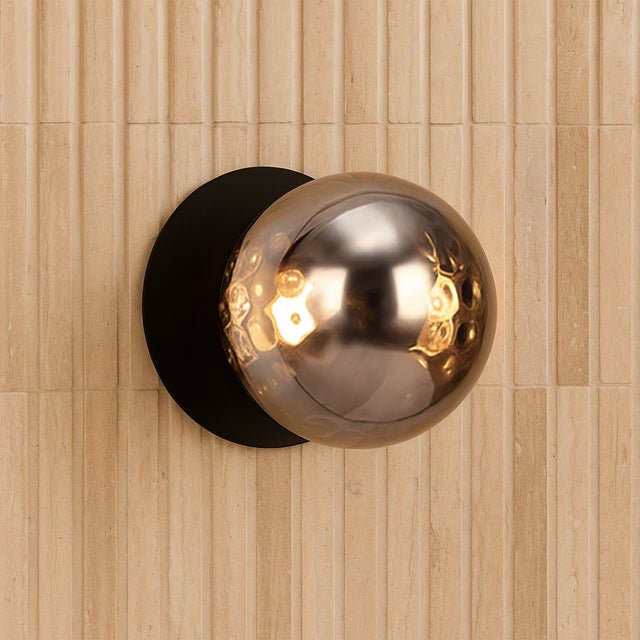 Odessa Small Molten Ripple LED Wall Light 8.5W 3000K Smoky & Matt Black